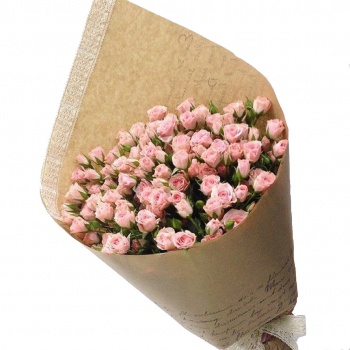 Букет из 11 веток кустовой розовой розы