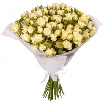 Букет из 19 белых кустовых роз