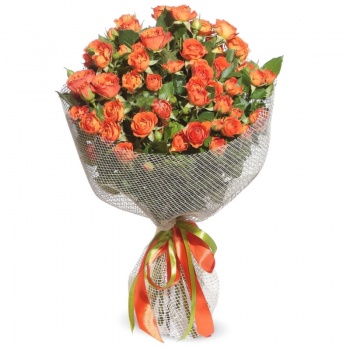 Букет из кустовых роз "Оранжевое настроение"