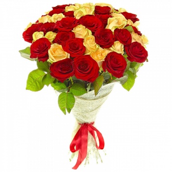Букет из 51 красной и желтой розы