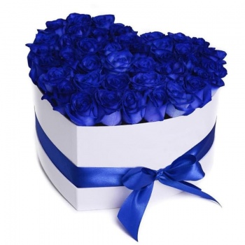 Букет из 45 синих роз в коробке