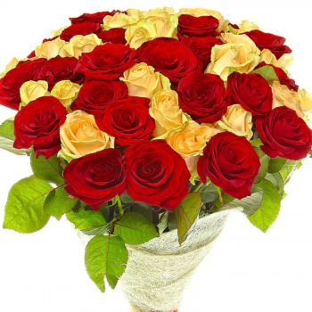 Букет из 51 красной и желтой розы