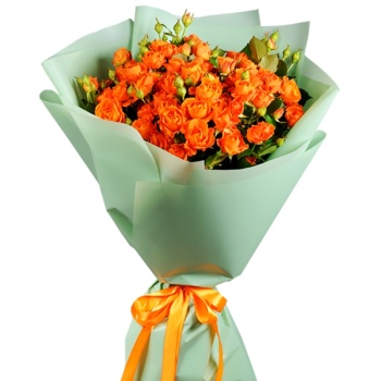 Букет из 13 оранжевых кустовых роз